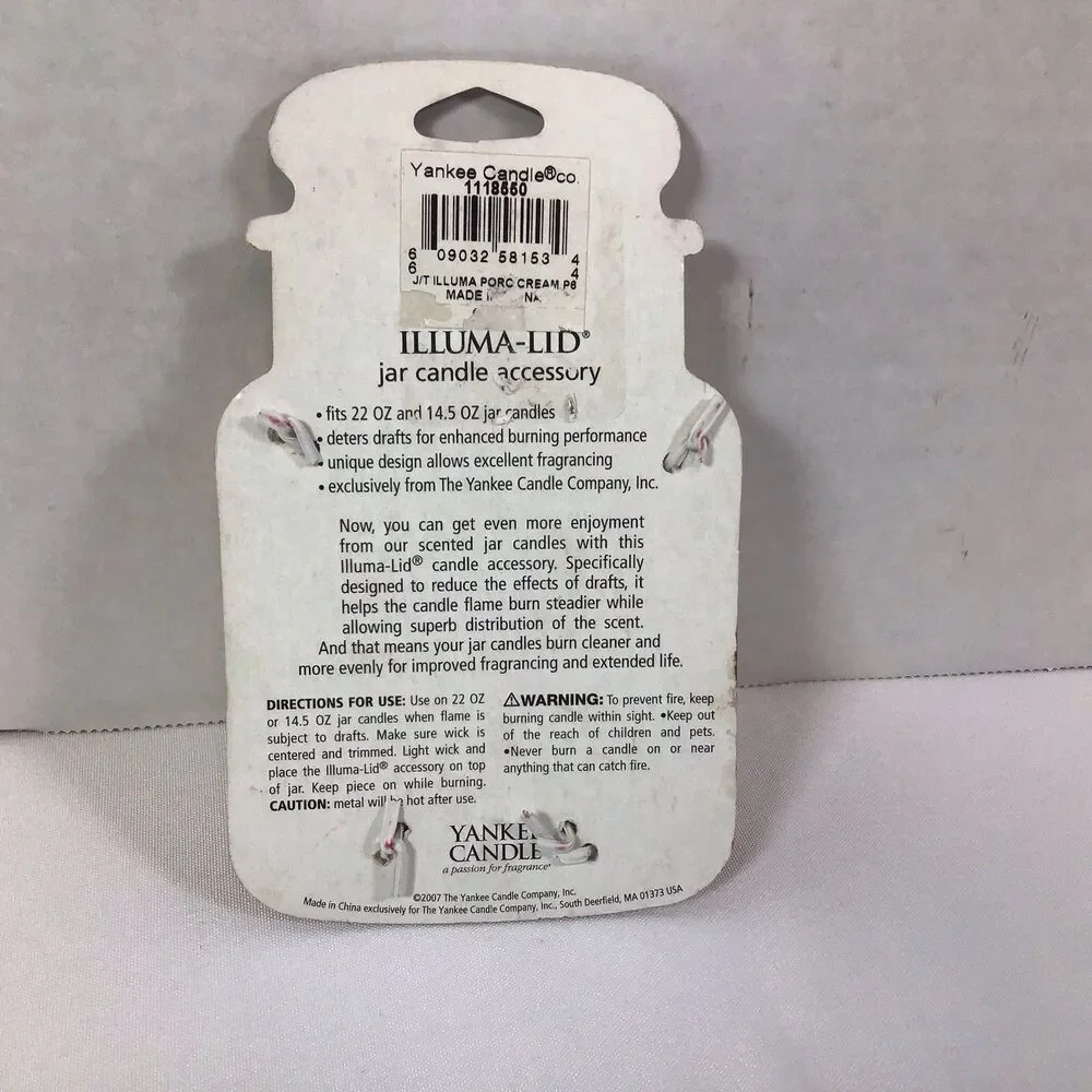 Yankee Candle Illuma Lid Porcelain Ceramic 14.5 oz & 22 oz Jar Topper Cream New